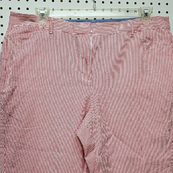 Talbots Perfect Cropped Pants Sz 16 Red And White Striped - Picture 1 of 13